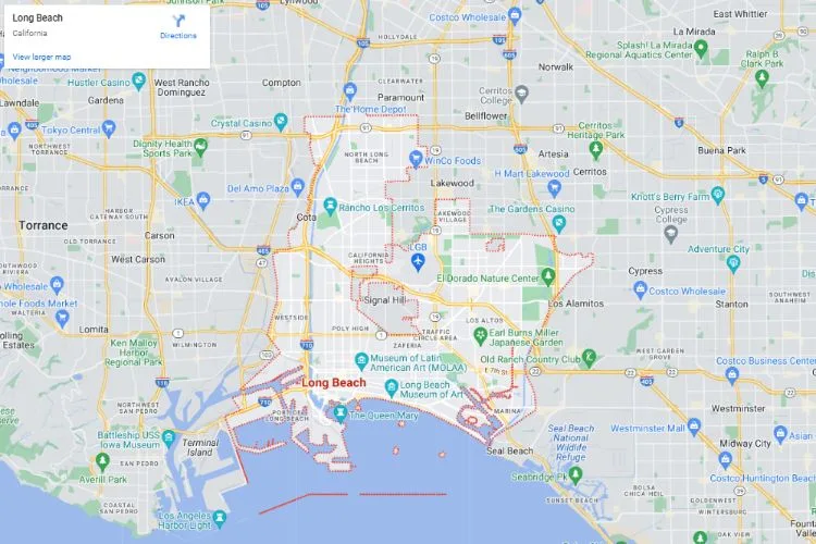 long beach service area map
